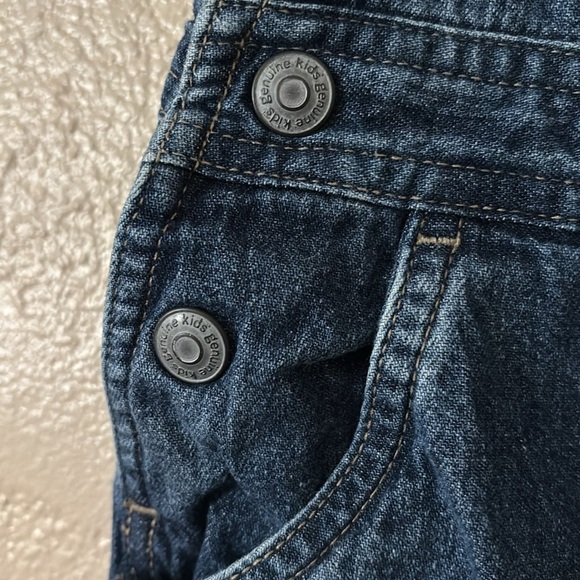 Rare Genuine Toddler Kids from Oshkosh Girls Toddler Denim Overalls 4T Stars - Picture 4 of 7
